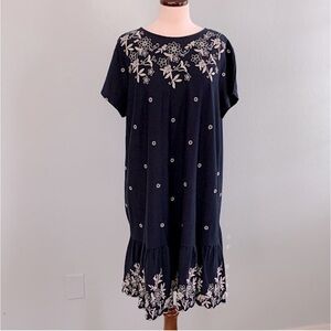 J Jill Embroidered Flounce Hem Dress